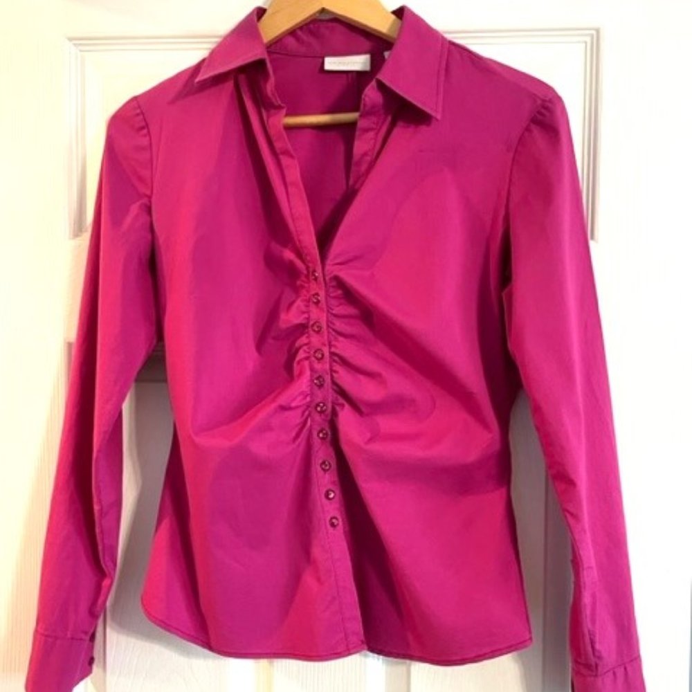 Pink NY&CO Shirred Front Madison Shirt, Size Small